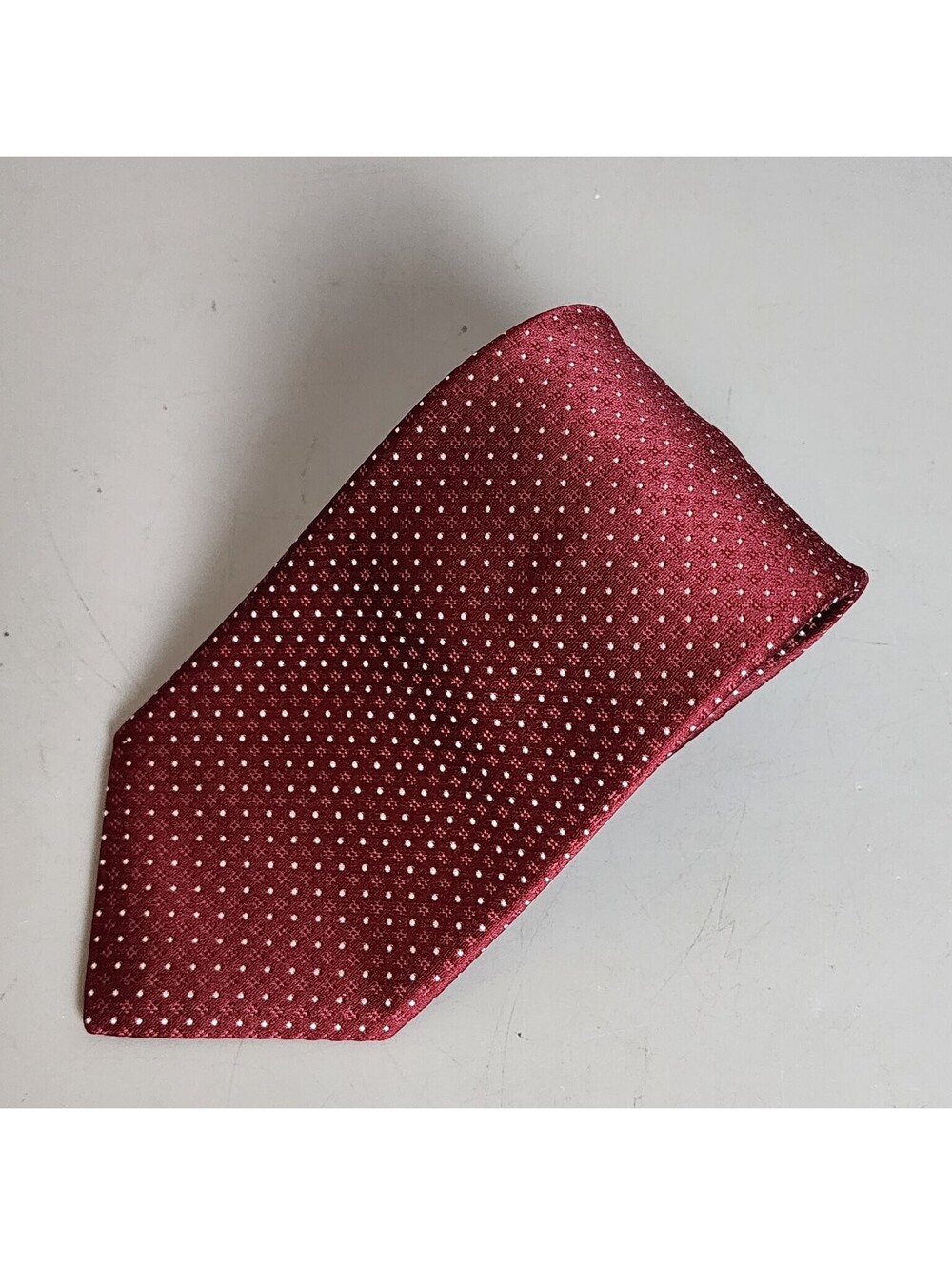 DKNY Men's Classic Burgundy Red Polka Dot Silk Necktie